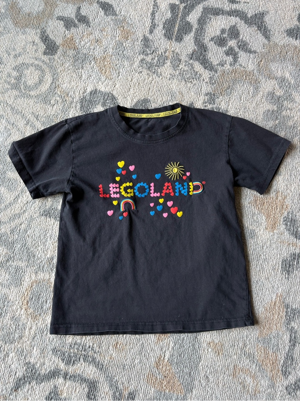 Lego Black Short Sleeve Tee with Multicolor Heart & Rainbow Logo